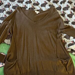 J. Jill Chocolate V-Neck Sweater